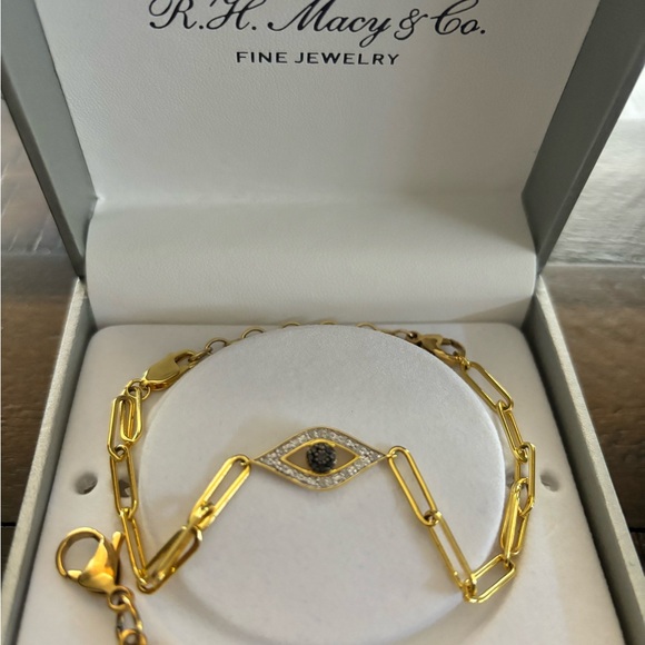 14k gold over sterling silver “Evil Eye” bracelet. - Picture 2 of 2